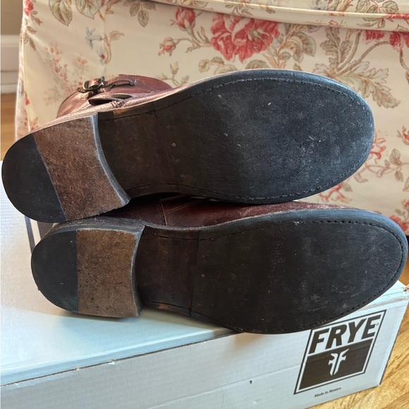 Frye Jenna Engineer Short Brown Leather Boots Women 8 - Picture 4 of 5